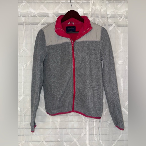 Aeropostale Women’s Medium Grey/Pink Fleece Jacket Y2K Cozy - Picture 1 of 5